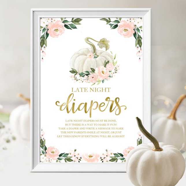 Poster Pumpkin - Sinal de Jogo de Chá de fraldas Noturno (Criador carregado)