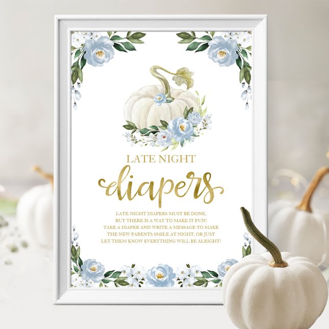 Poster Pumpkin - Sinal de Jogo de Chá de fraldas Noturno (Criador carregado)