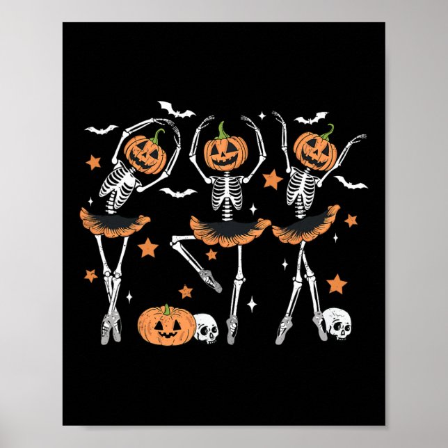 Poster Pumpkin Skeleton Assustador Homens Mulheres Rapaze (Frente)