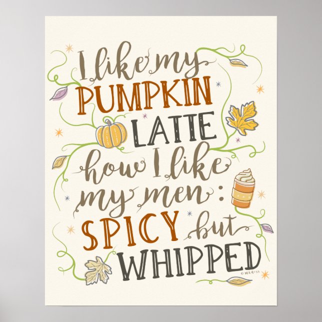 Poster Pumpkin Spice Engraçado Humor Latino para as Mulhe (Frente)