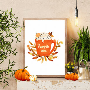 Poster Pumpkin Spice Mug Wall Art Fall Home Decor
