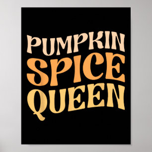 Poster Pumpkin Spice Queen PSL Café Lover Retro Fall Au