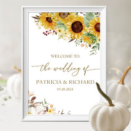 Poster Pumpkin Sunflower Weding Bem-vindo