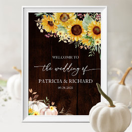 Poster Pumpkin Sunflower Weding Bem-vindo