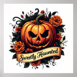 Poster Pumpkin Vintage Doce-Assombrado | Floral Halloween