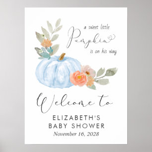 Poster Pumpkin Watercolor Baby Boy Welcome