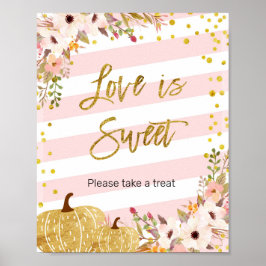 Poster Pumpkin Watercolor Love is Sweet Sign