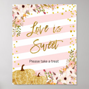 Poster Pumpkin Watercolor Love is Sweet Sign