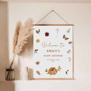 Poster Pumpkin Wildflower Boho Sinal de Boho Chá de frald