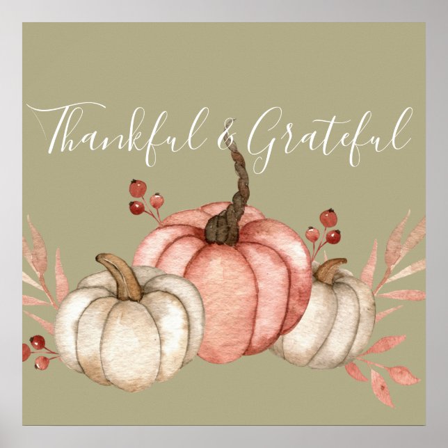 Poster Pumpkins bonito de Aquarela na Sage (Frente)