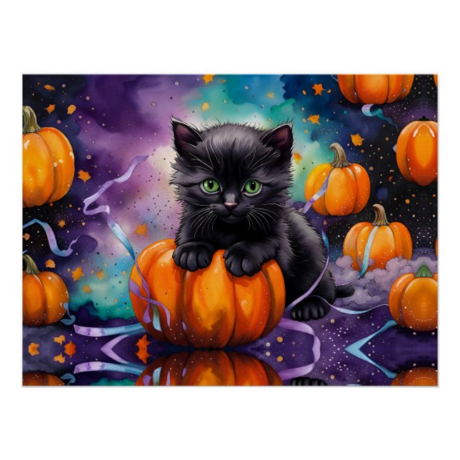 Póster Pumpkins e Fita de Gatinhos Pretos (Frente)