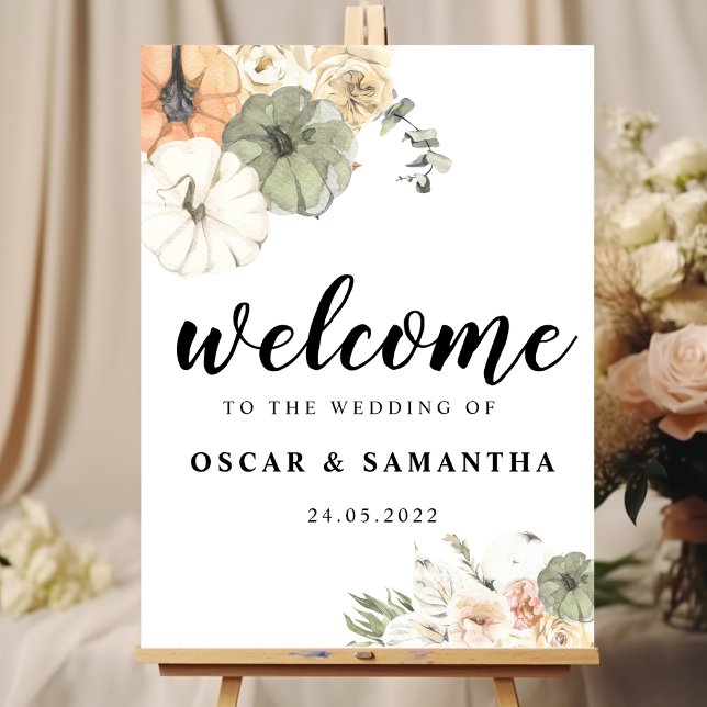 Poster Pumpkins e Flores Modernos de Aquarela (Criador carregado)