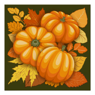 Póster Pumpkins Patterno do Halloween em Fall Season