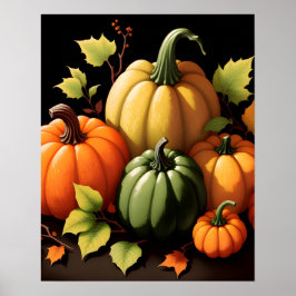 Poster Pumpkins preto colorido Fundo