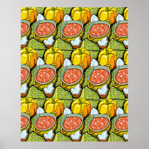 Póster Pumpkins, Sopa e Fundo Raspado