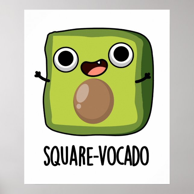 Poster Pun de Abacate Cubo Divertido Quadrado (Frente)
