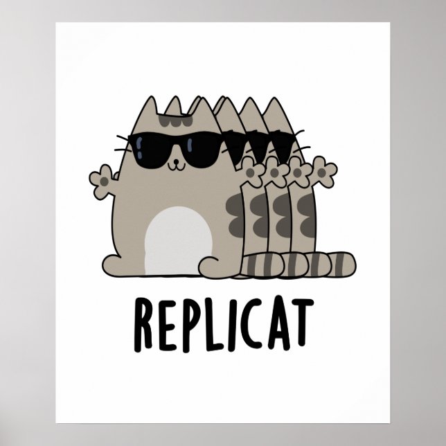Poster Pun Gato Replicado Funny Replicado Replicado Repli (Frente)