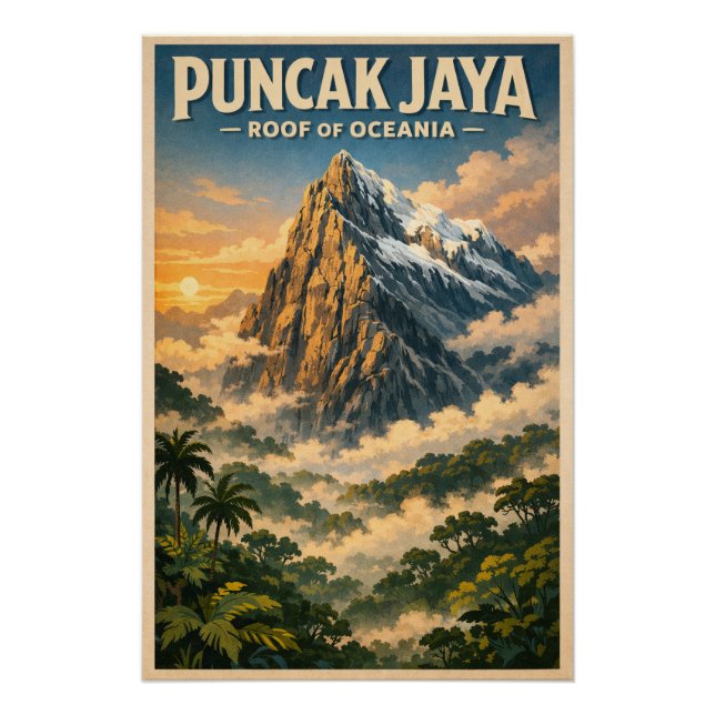 Póster Puncak Jaya (Carstensz Pyramid), Indonesia travel (Frente)