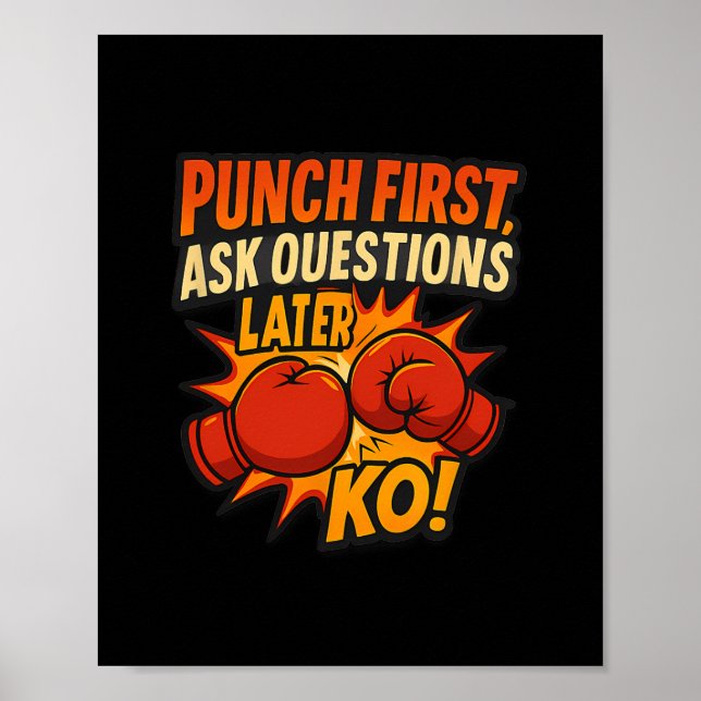 Poster Punch First Pergunte Depois Ko Boxing Art (Frente)