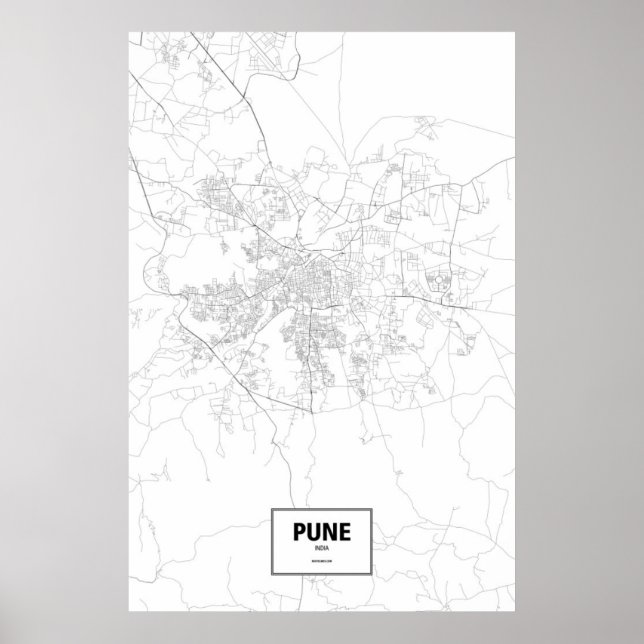 Póster Pune, Índia (preto no branco) (Frente)