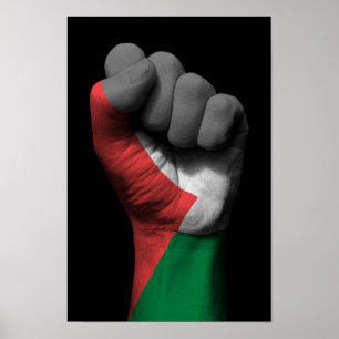 Póster Punho apertado aumentado com bandeira palestina