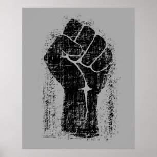 Póster Punho da solidariedade no estilo afligido