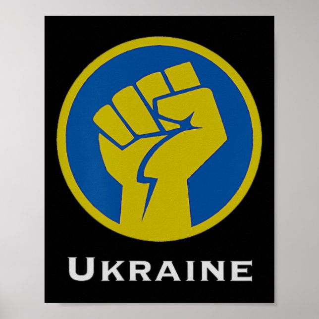 Poster Punho de luta da Ucrânia em cores da bandeira azul (Frente)