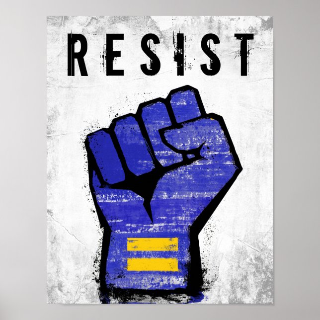 Poster Punho de Protesto Azul (Frente)