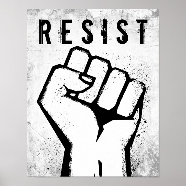 Poster Punho de Protesto Branco (Frente)