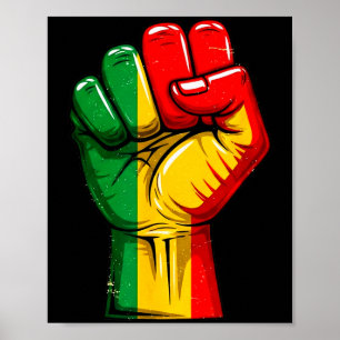 Poster Punho do Poder Negro Bandeira Pan-Africana Erguida