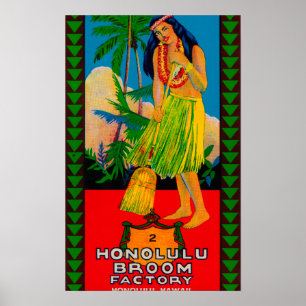 Poster Punho LabelHonolulu da vassoura de Honolulu, HI