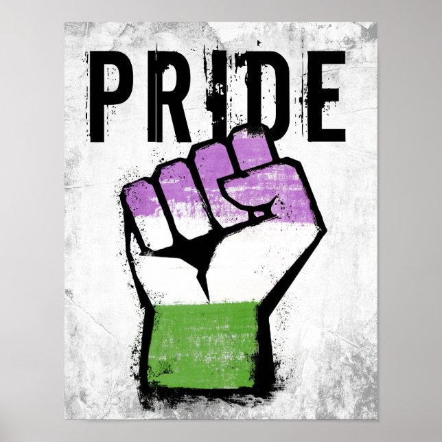 Poster Punho Orgulho Queer / Gênero Queer (Frente)