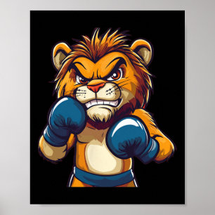 Poster Punhos Fortes À Frente Com Este Legal Leão Boxer L