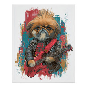 Póster Punk Rock Pekingese � Cão Rebelde
