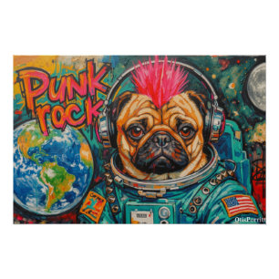 PÓSTER PUNK ROCK PUG ASTRONAUTA 7