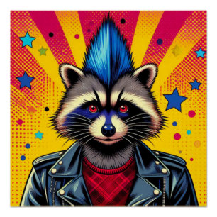 PÓSTER PUNK ROCK RACCOON