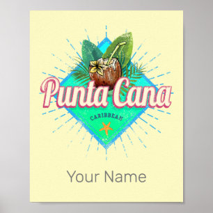 Poster Punta Cana Caribe Retro República Dominicana