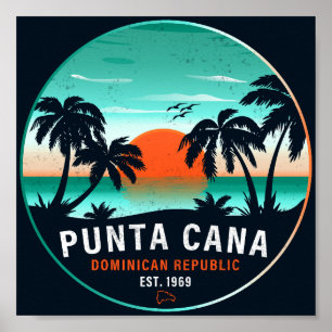 Poster Punta Cana Dominicana Retro Sunset Souvenir 80