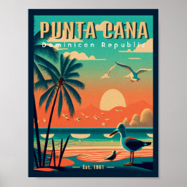 Poster Punta Cana DR. Retro Flamingos Souvenir 1950