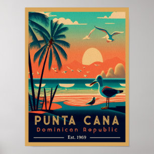 Poster Punta Cana DR. Retro Sunset Souvenirs 1960