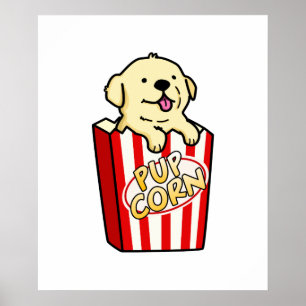 Poster Pup Corn Cubo Puppy Pop Corn Pun