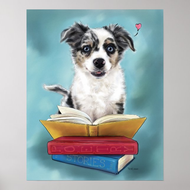 Poster Puppy Book Lover (Frente)