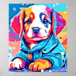 Poster Puppy com Design Casaco azul