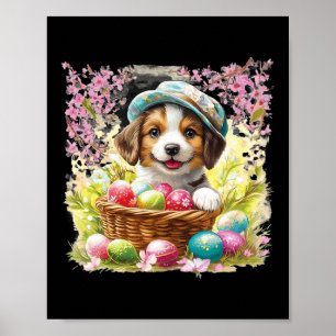 Poster Puppy Com Um Cheio De Soquete De Ovos De Páscoa; F