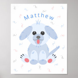Poster Puppy Dog Cartoon Pink Pastel Personalizado