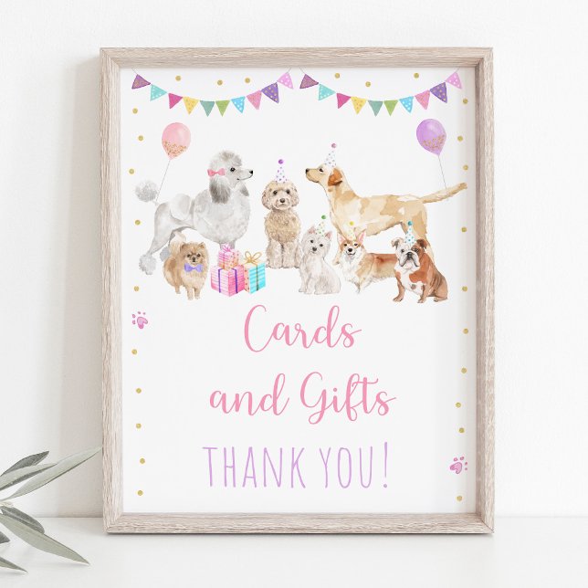 Poster Puppy Dog Pink Girl Birthday Sinal (Criador carregado)