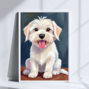 Poster Puppy White Dog Painting