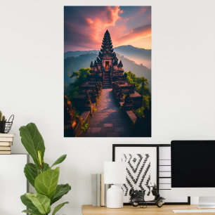Poster Pura Senja Bali - “Templo de Bali ao Pôr do Sol”