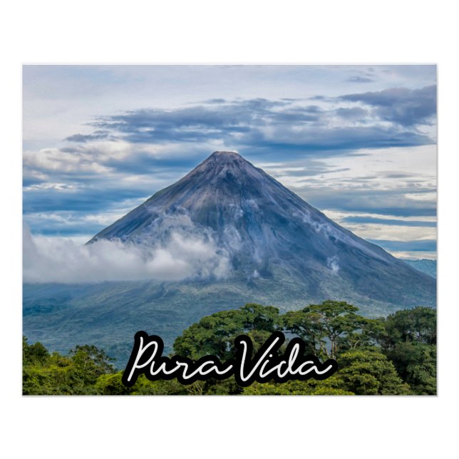 Póster Pura Vida Costa Rica Fotografia De Vulcão Arenal (Frente)
