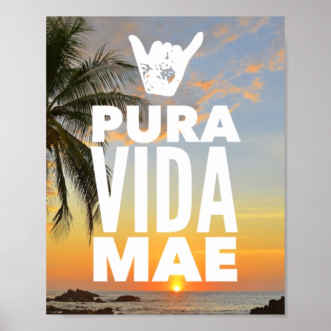 Poster Pura Vida Mae Shaka - Sinal Costa Rica Sunset (Frente)